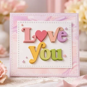 Love You Colorful Letters Card Realistic 01