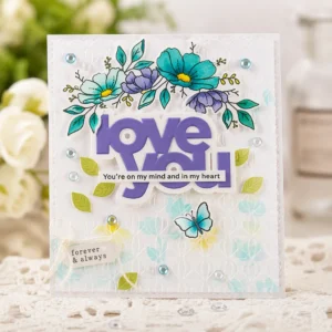 Love You Floral Butterfly Card Realistic 01