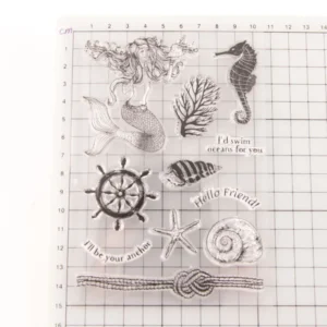 Mermaid Stamp Set - detail view | clear stamp