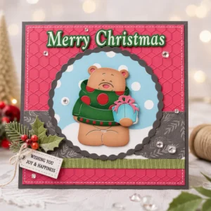 Merry Christmas Bear Gift Card Realistic 02