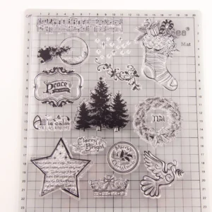 Merry Christmas Stamp Set - detail view | clear stamp