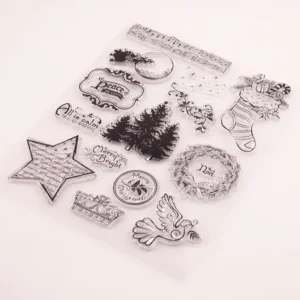 Merry Christmas Stamp Set - size chart | clear stamp