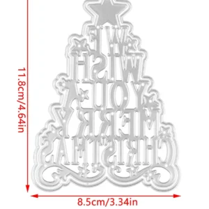 Merry Christmas Tree with Words Metal Cutting Dies Detail View - 240-DC-3250