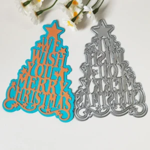 Merry Christmas Tree with Words Metal Cutting Dies Side View - 240-DC-3250