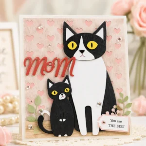 Mom Cats Hearts Card Realistic 02