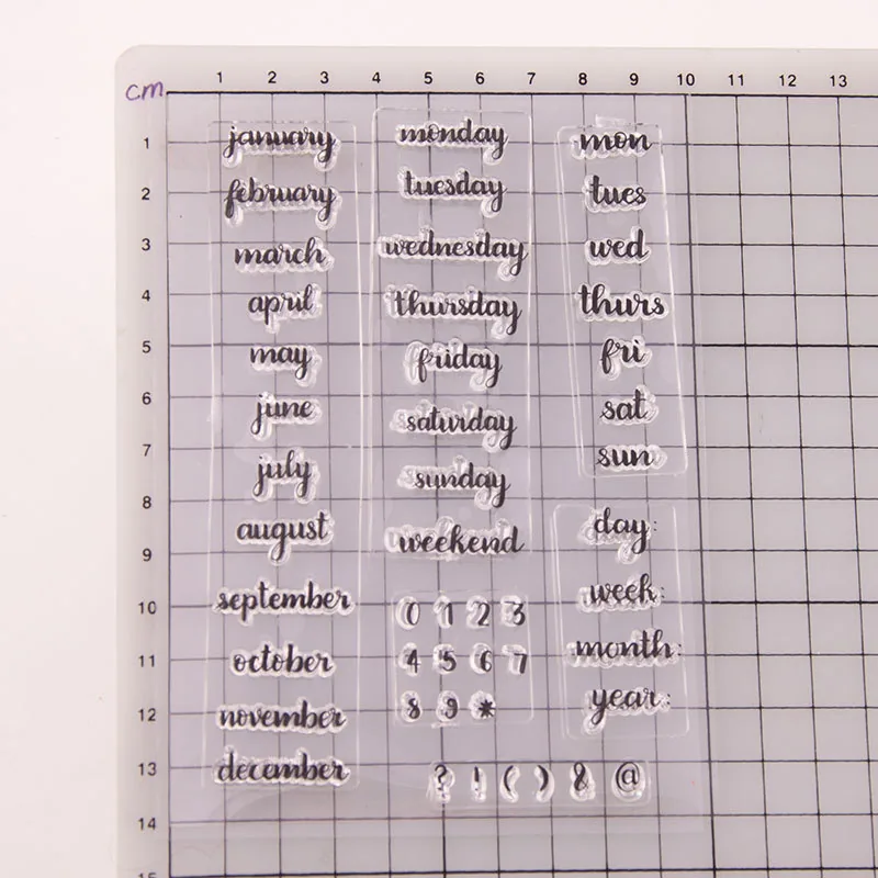 month-week-day-stamp-set-2 Month Week Day Stamp Set - detail view | clear stamp