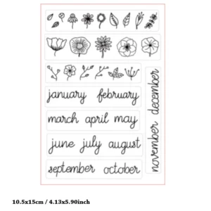 Month Words and Plants Clear Stamp Set - detail view | clear stamp