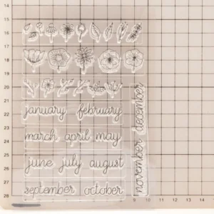 Month Words and Plants Clear Stamp Set - size chart | clear stamp