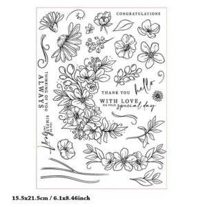 Moon Flower Wreath Clear Stamp Set - detail view | clear stamp