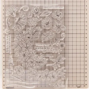 Moon Flower Wreath Clear Stamp Set - size chart | clear stamp