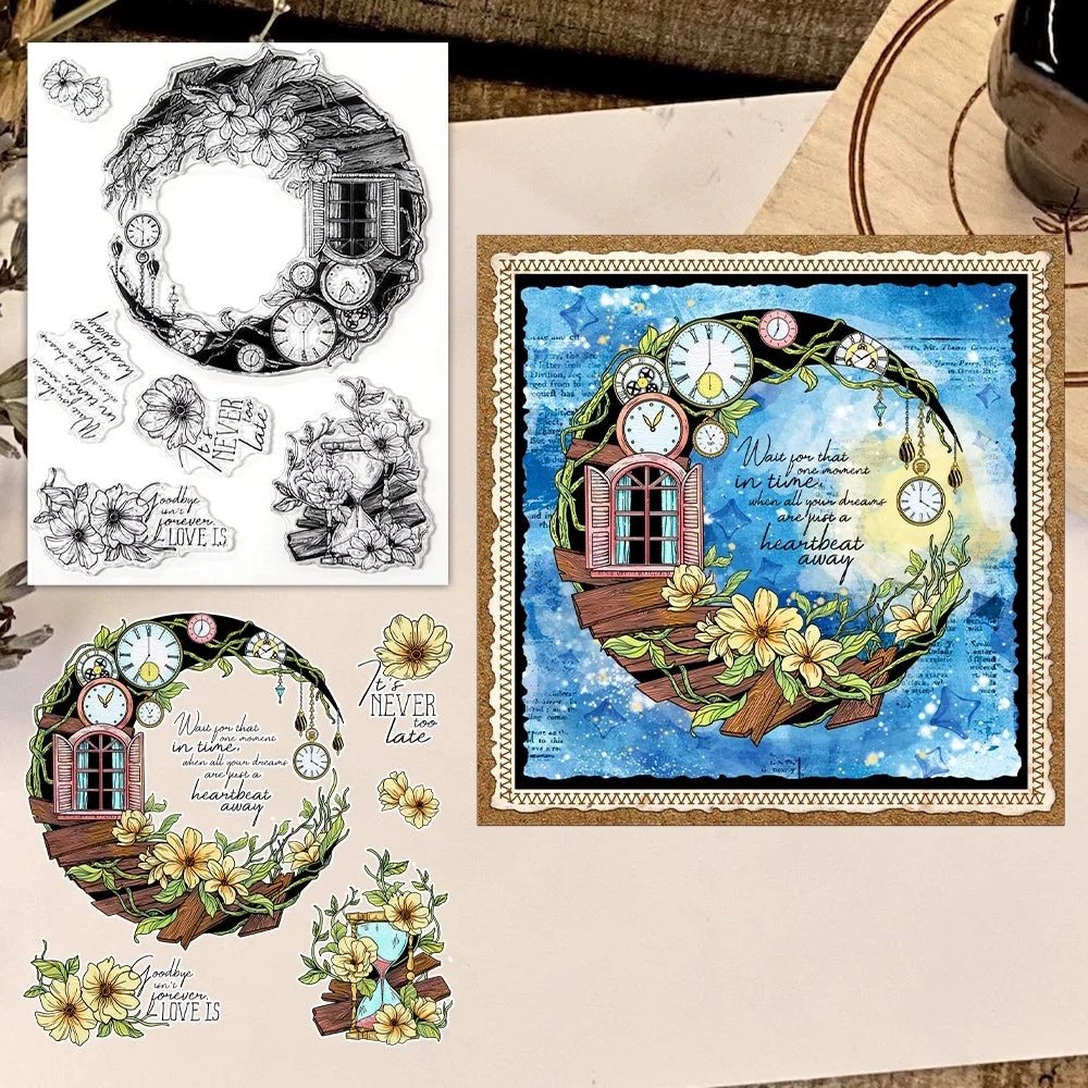 Moon House And Flowers Clear Stamps 00 Moon House And Flowers Clear Stamps 00