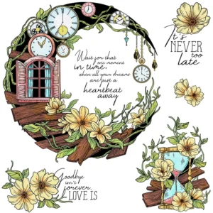 Moon House And Flowers Clear Stamps 01