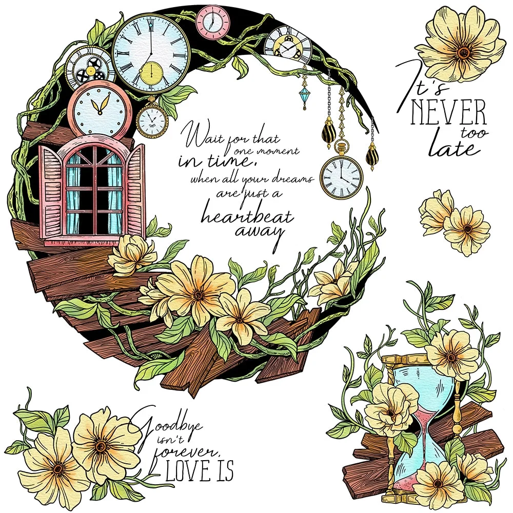 Moon House And Flowers Clear Stamps 01 Moon House And Flowers Clear Stamps 01