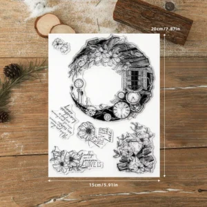 Sumflying Moon House Flowers Night Clear Stamps Moon House And Flowers Clear Stamps 03