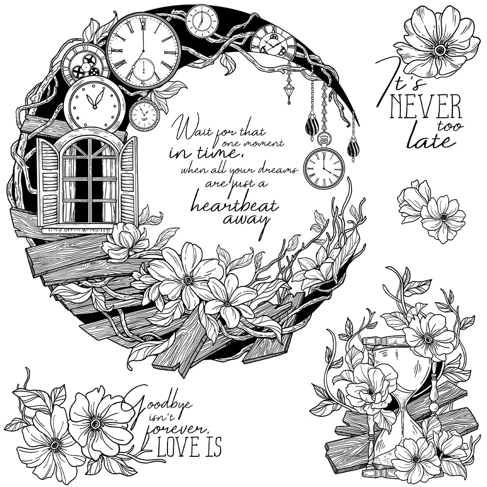 Moon House And Flowers Clear Stamps 05 Moon House And Flowers Clear Stamps 05