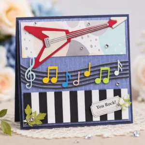 Music Guitar Notes Piano Card Realistic 01