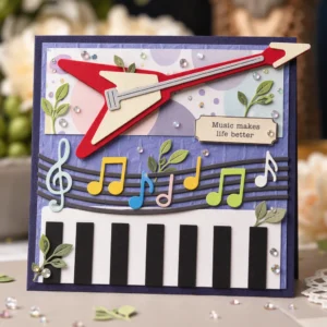 Music Guitar Notes Piano Card Realistic 02