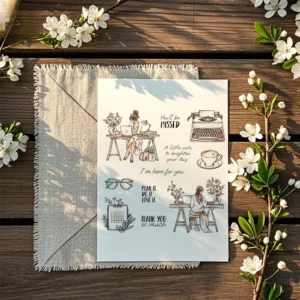 Sumflying Office Girl Desk Laptop Clear Stamps Office Girl Clear Stamps 06