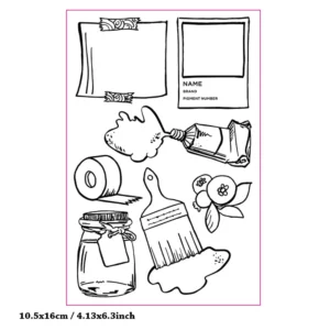 Painted Brush Labels Clear Stamp Set - detail view | clear stamp