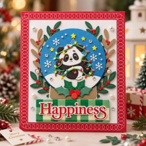 Panda Snowglobe Happiness Card Realistic 01