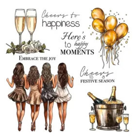 Sumflying Party Girls Balloon Celebration Clear Stamps
