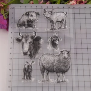 Pig Cattle Stamp Set - size chart | clear stamp