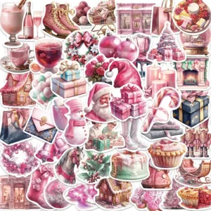Sumflying Pink Cartoon Christmas Vinyl Stickers - image 1