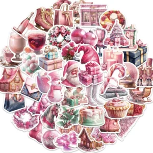 Sumflying Pink Cartoon Christmas Vinyl Stickers - image 2