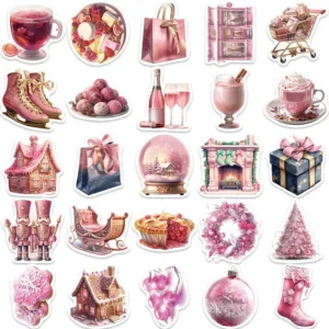 Pink Cartoon Christmas Vinyl Stickers Sumflying Pink Cartoon Christmas Vinyl Stickers - image 3