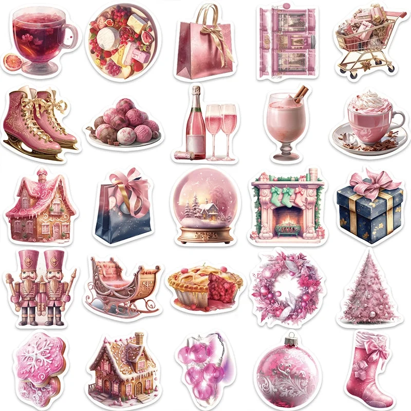 Sumflying Pink Cartoon Christmas Vinyl Stickers - image 3 Sumflying Pink Cartoon Christmas Vinyl Stickers - image 3