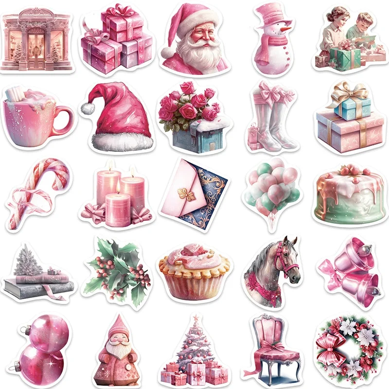 Sumflying Pink Cartoon Christmas Vinyl Stickers - image 4 Sumflying Pink Cartoon Christmas Vinyl Stickers - image 4