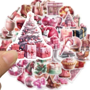 Pink Cartoon Christmas Vinyl Stickers Sumflying Pink Cartoon Christmas Vinyl Stickers - image 6
