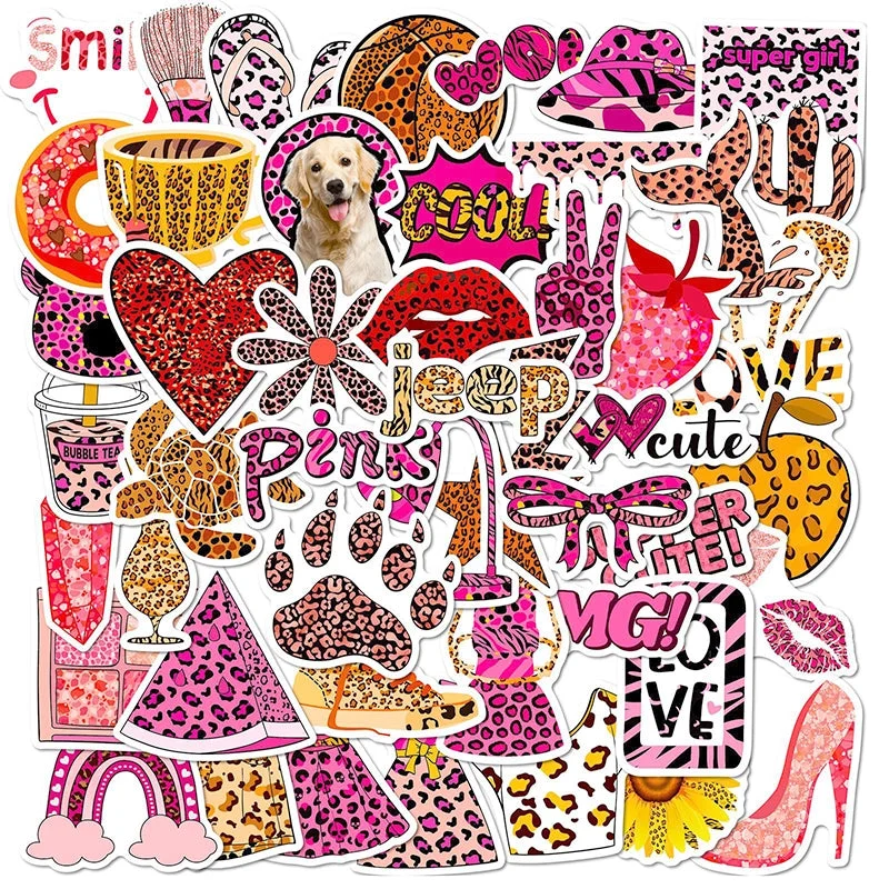 Sumflying Pink Leopard Print Vinyl Decorative Stickers - image 1 Sumflying Pink Leopard Print Vinyl Decorative Stickers - image 1