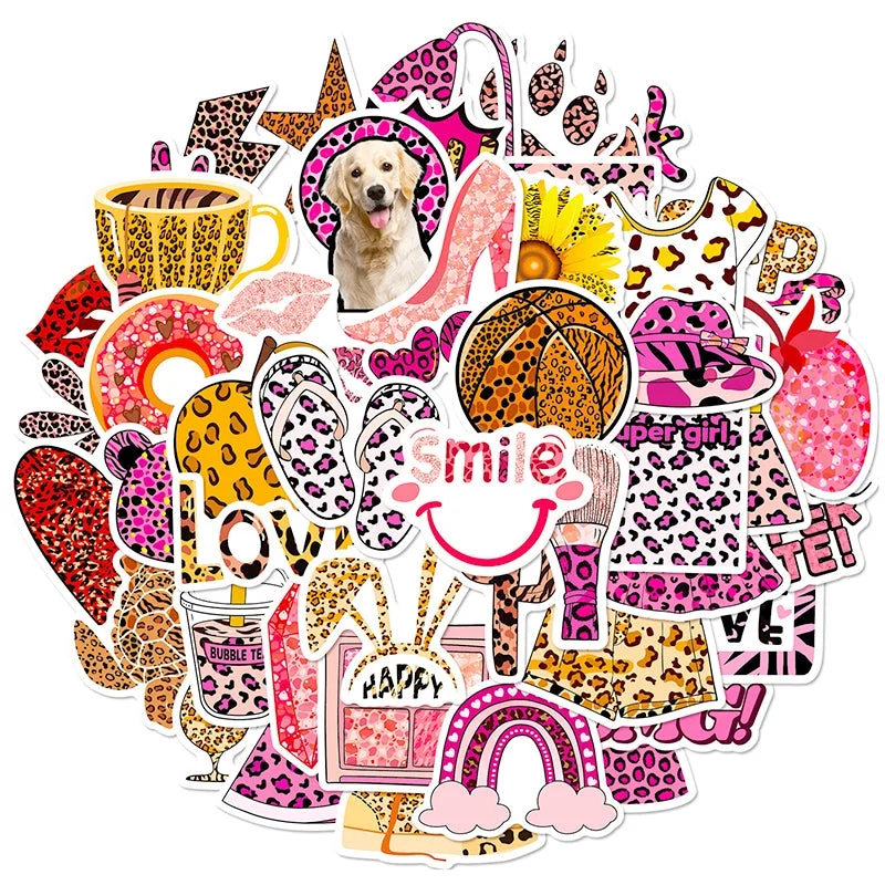 Sumflying Pink Leopard Print Vinyl Decorative Stickers - image 4 Sumflying Pink Leopard Print Vinyl Decorative Stickers - image 4