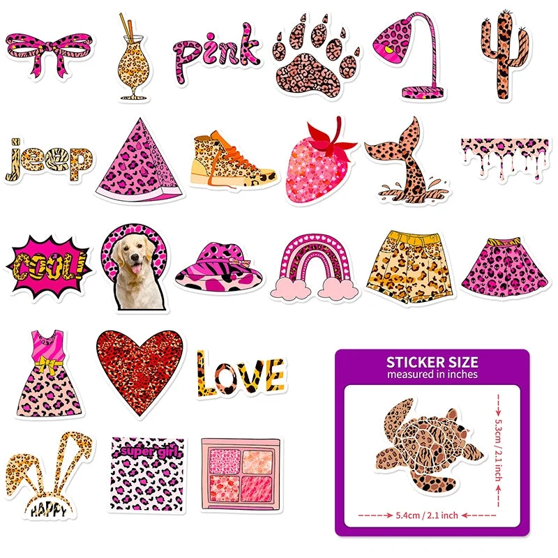Sumflying Pink Leopard Print Vinyl Decorative Stickers - image 5 Sumflying Pink Leopard Print Vinyl Decorative Stickers - image 5