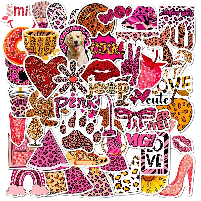 Sumflying Pink Leopard Print Vinyl Decorative Stickers - image 8 Sumflying Pink Leopard Print Vinyl Decorative Stickers - image 8