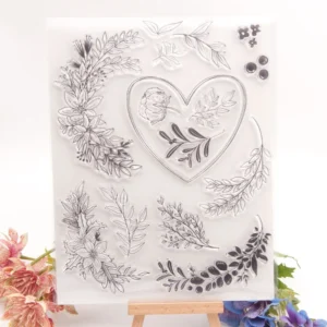 Plants & Heart Stamp Set - detail view | clear stamp