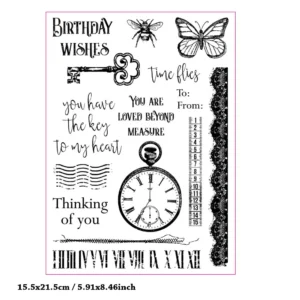 Pocket Watch Letters Clear Stamp Set - detail view | clear stamp