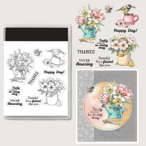 Sumflying Potted Flowers Bird Garden Clear Stamps Potted Flowers Bird Clear Stamps 03