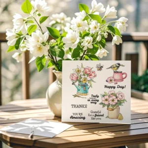 Sumflying Potted Flowers Bird Garden Clear Stamps Potted Flowers Bird Clear Stamps 04