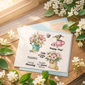 Sumflying Potted Flowers Bird Garden Clear Stamps Potted Flowers Bird Clear Stamps 05