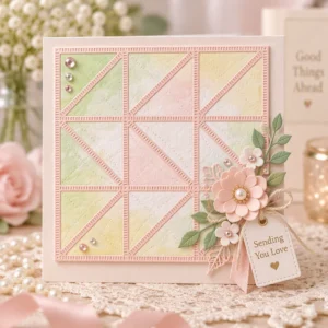 Quilt Stitched Square Panel Card Realistic 01