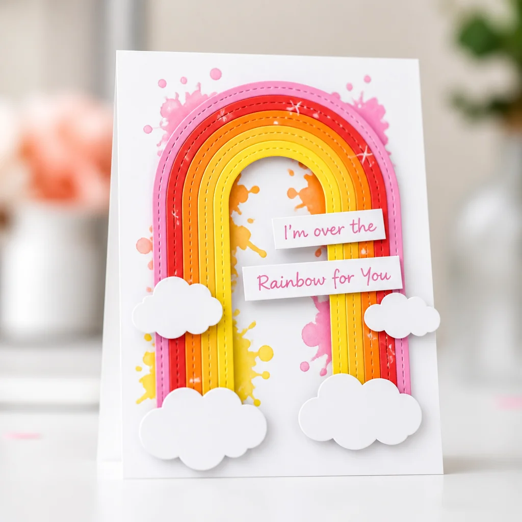 Rainbow Arch Metal Cutting Dies Rainbow Card Warm Cloud