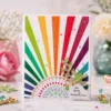 Rainbow Sunburst Rays Card Realistic 02