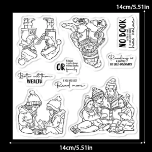 Sumflying Reading Children Book Bear Clear Stamps Reading Children Clear Stamps 02