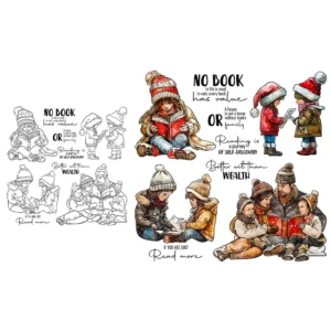 Sumflying Reading Children Book Bear Clear Stamps Reading Children Clear Stamps 05