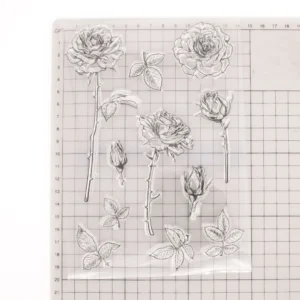 Rose Flower Stamp Set - detail view | clear stamp