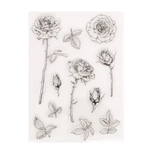 Rose Flower Stamp Set - packaging photo | clear stamp