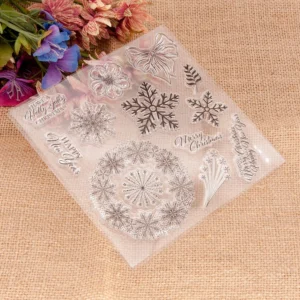 Round Snowflake Stamp Set - size chart | clear stamp