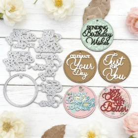 Round Tag Birthday Sentiment Metal Cutting Dies